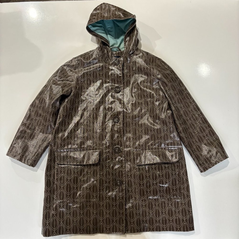 Boden Rain Jacket Full Zip Long Coat Hooded Waterproof Sz 18 Brown Women's